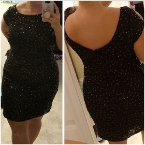 Adrianna Papell sequins/lace cocktail shift dress